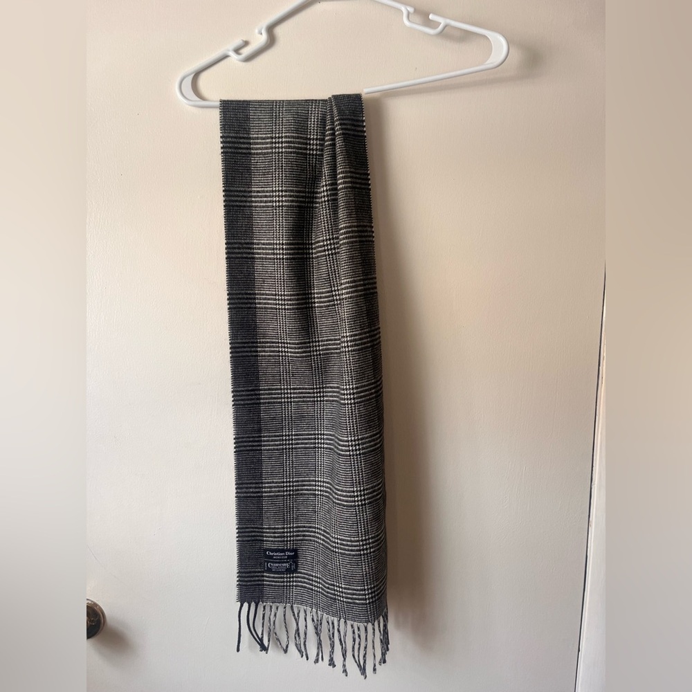 Vintage Christian Dior Monsieur Cashmaire Black And White Scarf Unisex